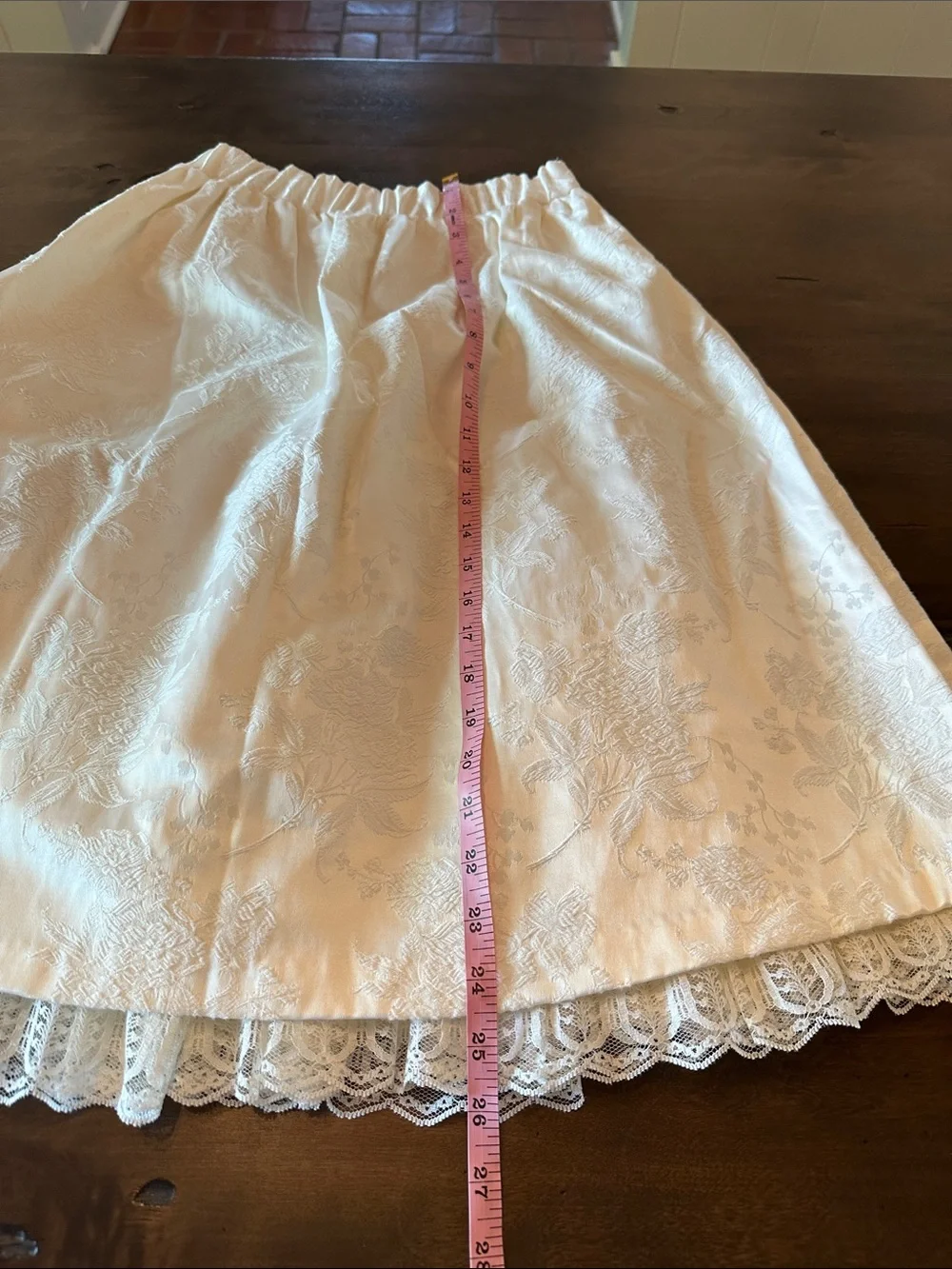 Vintage Jessica McClintock Girls Floral Brocade Skirt with Lace Hem 14